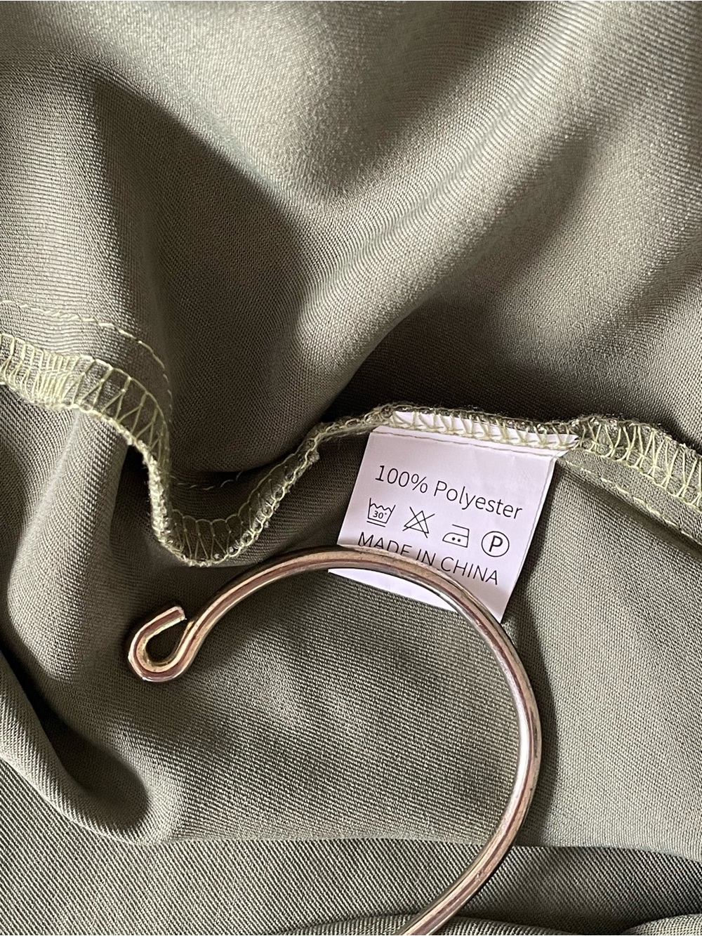 NWT Olive Green Satin Cowl Neck Midi Dress wedding guest fall wedding bridesmaid - Picture 5 of 13
